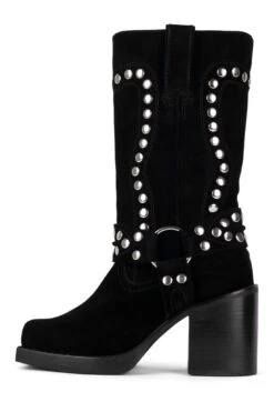 JUVENILE-S -Jeffrey Campbell Store juvenile s mid calf boot hs black suede silver 5 538182