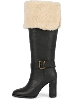 NESTLE-F -Jeffrey Campbell Store nestle f knee high boot yyh black crinkle beige 6 129315