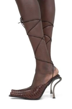 PARALLAX -Jeffrey Campbell Store parallax heeled mule yyh brown snake 6 292269