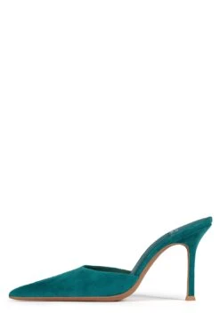 ROBYN -Jeffrey Campbell Store robyn heeled mule yyh turquoise suede 6 855100