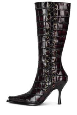 STUNNA -Jeffrey Campbell Store stunna st wine black croco 6 597809