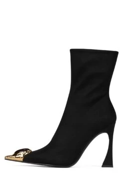 THE-STONE -Jeffrey Campbell Store the stone heeled boot st black suede gold tortoise 6 376301